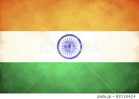 インドの国旗の手描きビンテージ風イラスト 83516424
