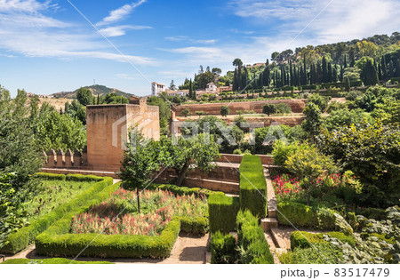 Famous garden in the Alhambra at Granada in Spain. 83517479