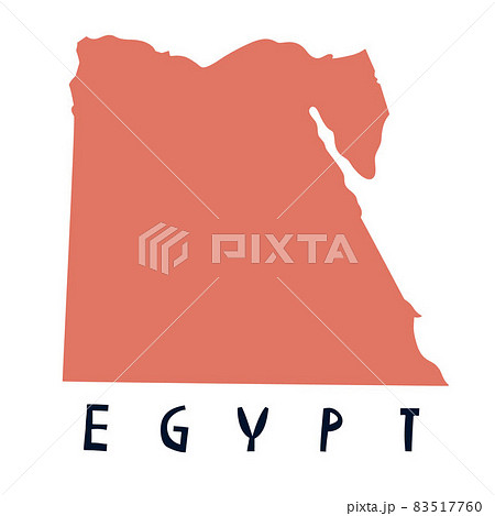 Vector hand drawn stylized map of Egypt. Travel illustration of Arab Republic of Egypt shape. Hand drawn lettering illustration. Africa map element