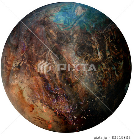 Jupiter planet isolated on white, collage of colorful alien gas planet. Jupiter planet isolated on white, collage of colorful alien gas planet. 83519332