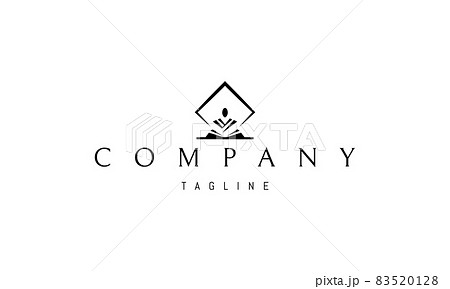 Vector logo in which an abstract image of a monk meditating on a rhombus background. 83520128