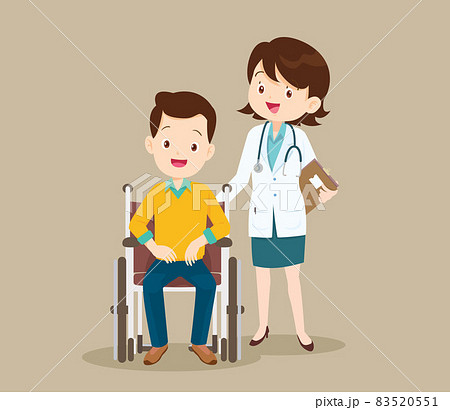 Smart doctor and male patient in wheelchair Smart doctor and male patient in wheelchair 83520551