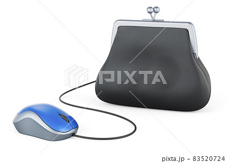Coin purse with computer mouse. 3D rendering Coin purse with computer mouse. 3D rendering 83520724