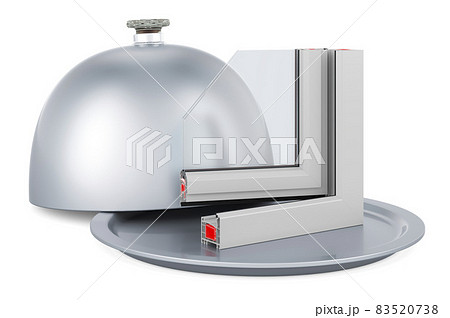 Restaurant cloche with plastic window profile . 3D rendering Restaurant cloche with plastic window profile . 3D rendering 83520738