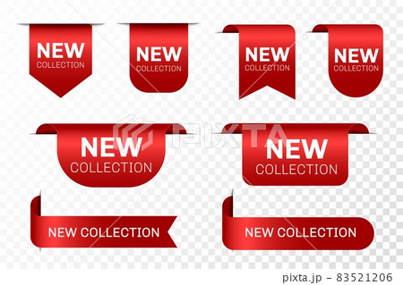 New collection red stickers. Promotion banners. Vector modern labels. 83521206