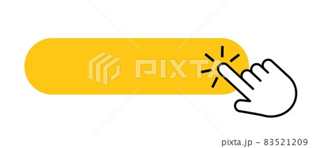 Click blank button with finger icon. Push yellow button mouse cursor. Vector registration or search concept. 83521209