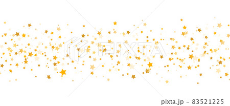 Golden stars long border. Glitter elegant design elements. Christmas Luxury texture. Gold shooting stars. Magic foil decoration. Home decor. Vector illustration 83521225