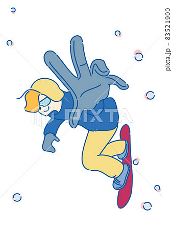 スノボーでかっこよく滑る人物のイラスト素材