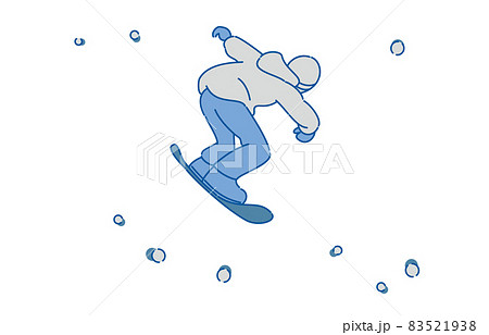 スノボーでかっこよく滑る人物のイラスト素材