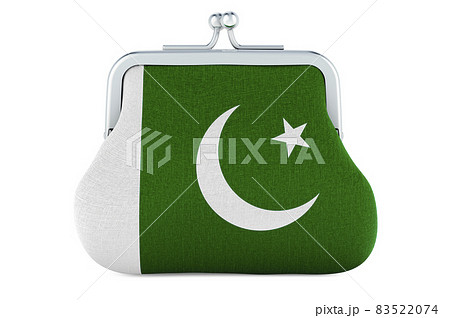 Coin purse with Pakistani flag. Budget, investment or financial, banking concept in Pakistan. 3D rendering 83522074