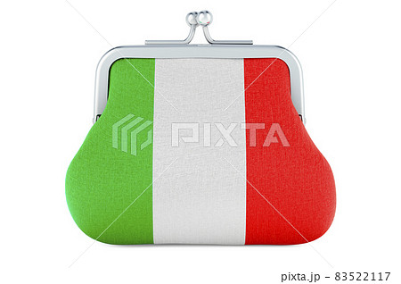Coin purse with Italian flag. Budget, investment or financial, banking concept in Italy. 3D rendering 83522117