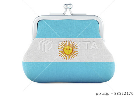 Coin purse with Argentinean flag. Budget, investment or financial, banking concept in Argentina. 3D rendering 83522176