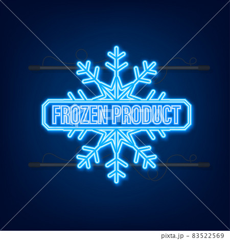 Blue frozen product neon icon on blue background Blue frozen product neon icon on blue background 83522569