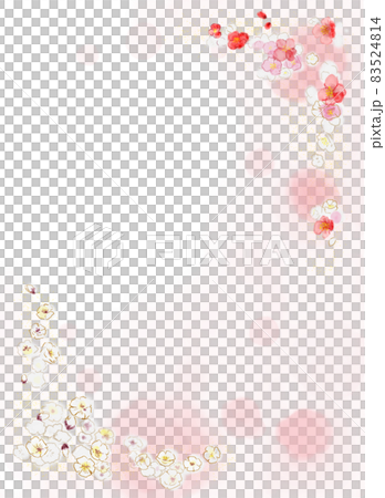 新春　かわいい梅をちりばめた背景素材（ピンク金粉）2 83524814