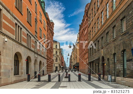 Stockholm Sweden, city skyline at Drottninggatan shopping street 83525275