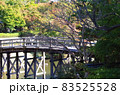 紅葉とアーチ型の橋 83525528