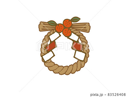 正月素材-和柄 新年の縁起物。輪飾りのテンプレート。 和風のフレーム素材。 83526408