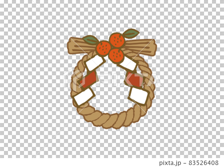 正月素材-和柄 新年の縁起物。輪飾りのテンプレート。 和風のフレーム素材。 83526408