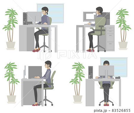 オフィスでパソコン作業をする女性 83526855
