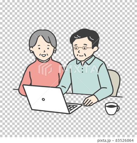 操作個人計算機的資深夫婦 操作個人計算機的資深夫婦 83526864