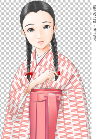 矢絣　三つ編み　富士額　の女の子 83526999
