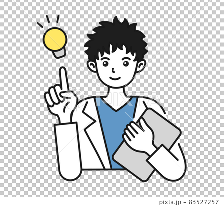 提案をする白衣を着た男性の看護師/医師のイラスト素材 提案をする白衣を着た男性の看護師/医師のイラスト素材 83527257