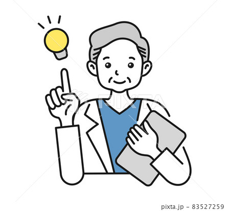 提案をする白衣を着た年配男性の看護師/医師のイラスト素材 提案をする白衣を着た年配男性の看護師/医師のイラスト素材 83527259