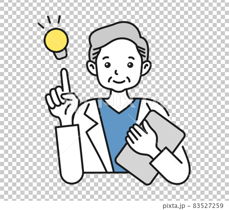 提案をする白衣を着た年配男性の看護師/医師のイラスト素材 提案をする白衣を着た年配男性の看護師/医師のイラスト素材 83527259