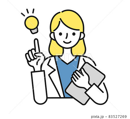 提案をする白衣を着た女性の看護師/医師のイラスト素材 提案をする白衣を着た女性の看護師/医師のイラスト素材 83527269