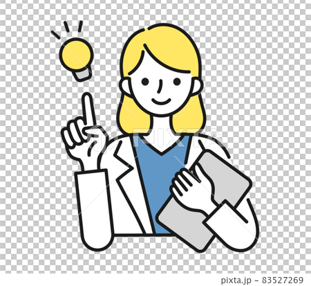 提案をする白衣を着た女性の看護師/医師のイラスト素材 提案をする白衣を着た女性の看護師/医師のイラスト素材 83527269