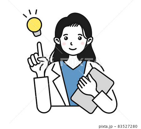 提案をする白衣を着た女性の看護師/医師のイラスト素材 提案をする白衣を着た女性の看護師/医師のイラスト素材 83527280