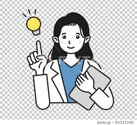 提案をする白衣を着た女性の看護師/医師のイラスト素材 提案をする白衣を着た女性の看護師/医師のイラスト素材 83527280