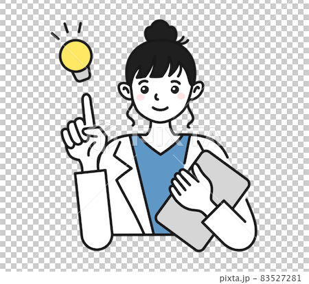提案をする白衣を着た女性の看護師/医師のイラスト素材 提案をする白衣を着た女性の看護師/医師のイラスト素材 83527281