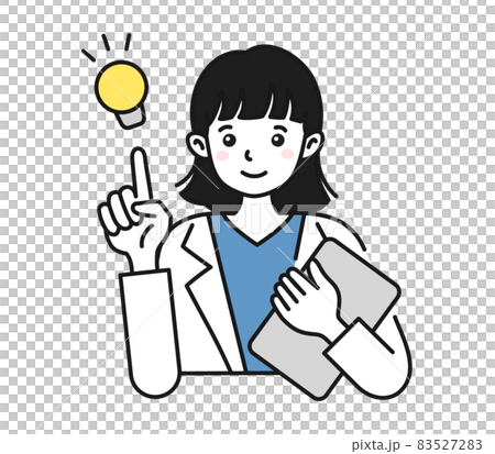 提案をする白衣を着た女性の看護師/医師のイラスト素材 提案をする白衣を着た女性の看護師/医師のイラスト素材 83527283