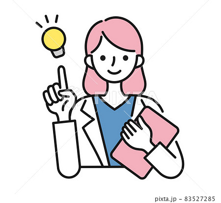 提案をする白衣を着た女性の看護師/医師のイラスト素材 提案をする白衣を着た女性の看護師/医師のイラスト素材 83527285