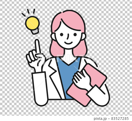 提案をする白衣を着た女性の看護師/医師のイラスト素材 提案をする白衣を着た女性の看護師/医師のイラスト素材 83527285