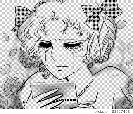 70's Shojo Manga Vertical Roll Lady A glittering lady who cries with a small salary 83527498