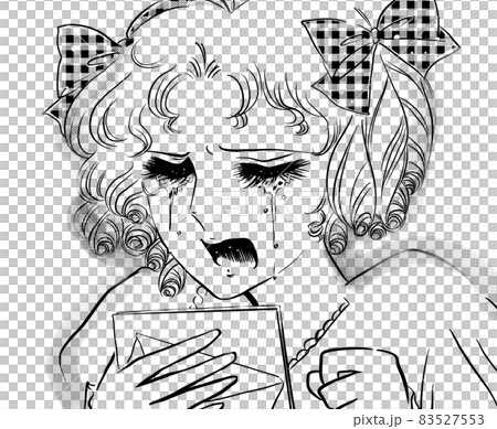 70年代少女漫画別れの手紙を読んで大泣きするキラキラ縦ロールのお嬢様 83527553