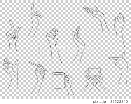女性の手のイラストセット①(線画) 83528840