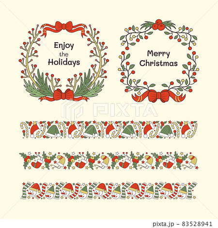 Set of Hand Drawn Christmas Frames and Borders. Set of Hand Drawn Christmas Frames and Borders. 83528941