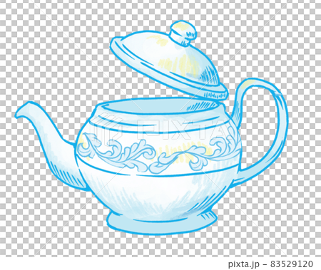 アフタヌーンティーで紅茶を楽しむ不思議の国のアリスのような優雅なポットの陶器のイラスト素材 5291 アフタヌーンティーで紅茶を楽しむ不思議の国のアリスのような優雅なポットの陶器のイラスト素材 5291