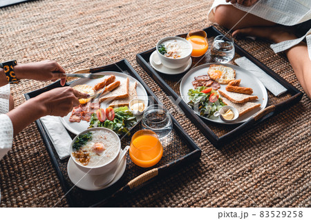 Breakfast in a tray at the hotel 83529258