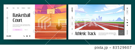 Basketball court and athletic track banners Basketball court and athletic track banners 83529607