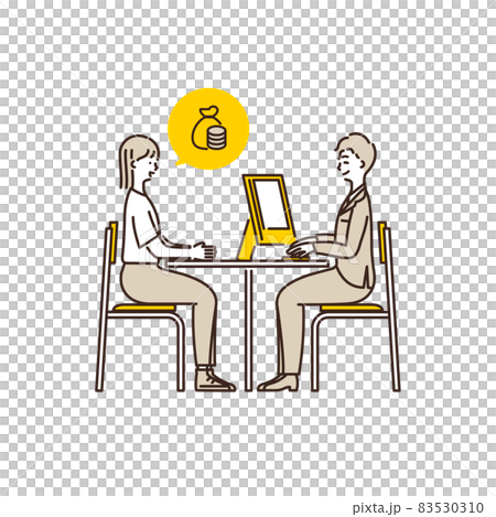 相談をする女性のイラスト 契約 相談 お金の相談のイラスト素材