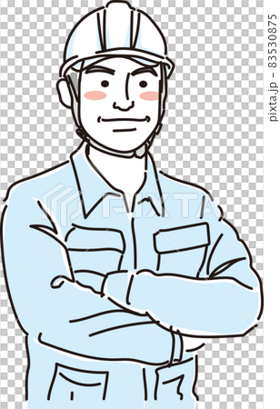 ガテン系ベテラン男性_腕を組む ガテン系ベテラン男性_腕を組む 83530875