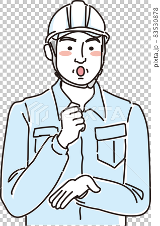 ガテン系ベテラン男性_相槌を打つ 83530878
