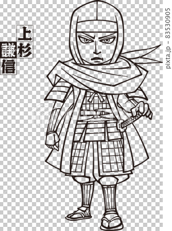 可能是女性的上杉謙信立像 [3 頭，黑白] 83530905