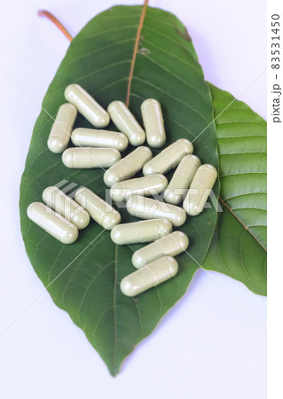 Capsules of the herbal supplement Kratom 83531450
