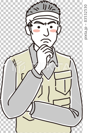 ガテン系はちまき男子_二色風_悩む 83532530