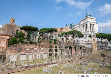 Panoramic view of temple of Venus Genetrix is ruined temple and forum of Caesar Panoramic view of temple of Venus Genetrix is ruined temple and forum of Caesar 83532536